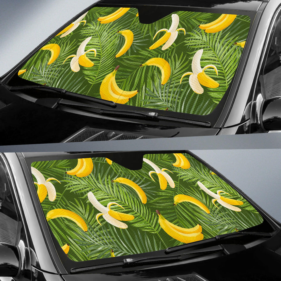 Banana Palm Leaves Pattern Car Sun Shade