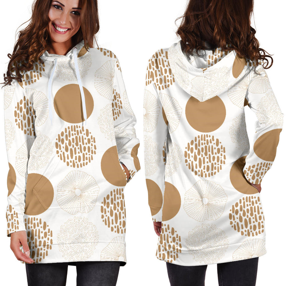 Gold Texture Mushroom Pattern Women'S Hoodie Dress