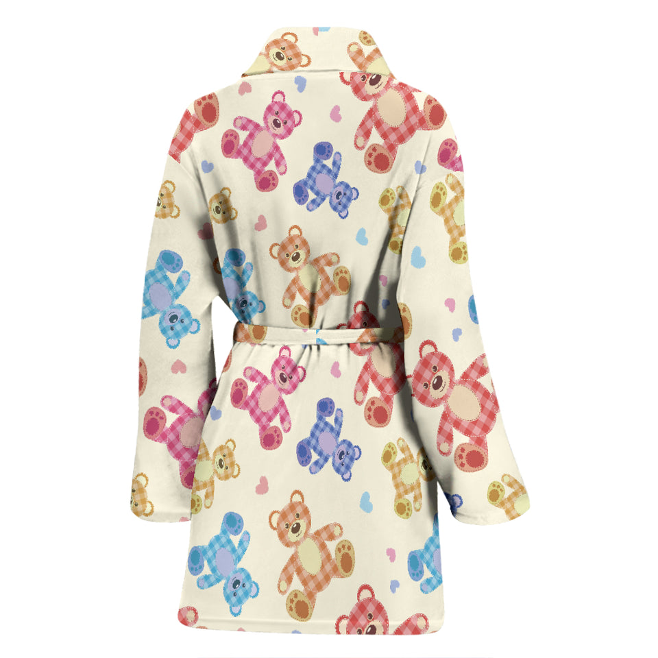 Teddy Bear Pattern Print Design 05 Women's Bathrobe