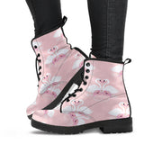 White Swan And Flower Love Pattern Leather Boots