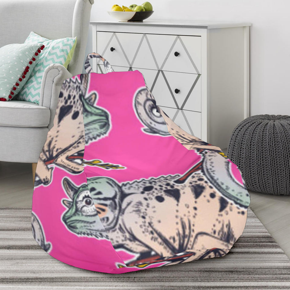 Chameleon Lizard Pattern Pink Background Bean Bag Cover