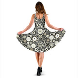 Gear Pattern Print Design 02 Sleeveless Midi Dress
