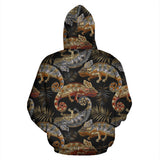 Chameleon Lizard Tropical Leaves Palm Tree Zip Up Hoodie