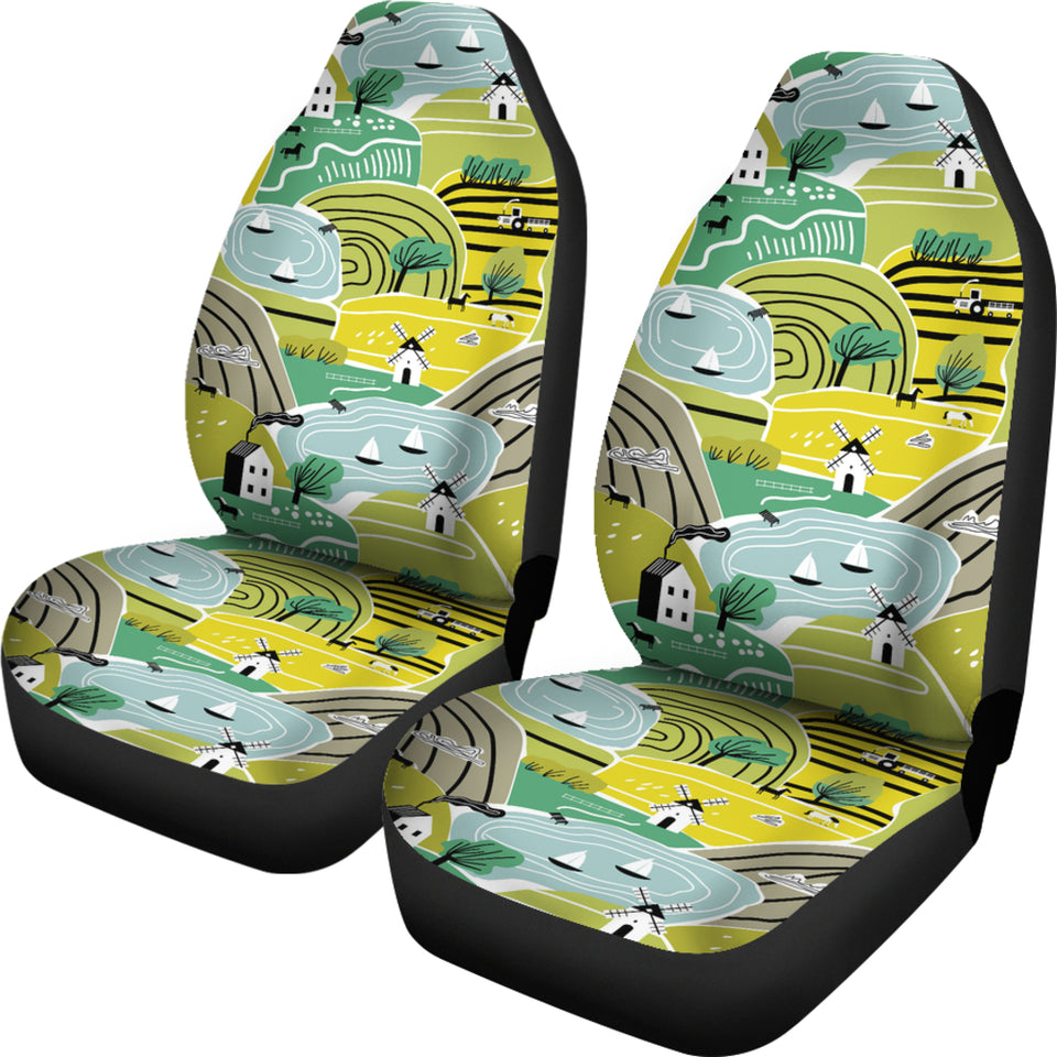 Hand Drawn Windmill Pattern  Universal Fit Car Seat Covers