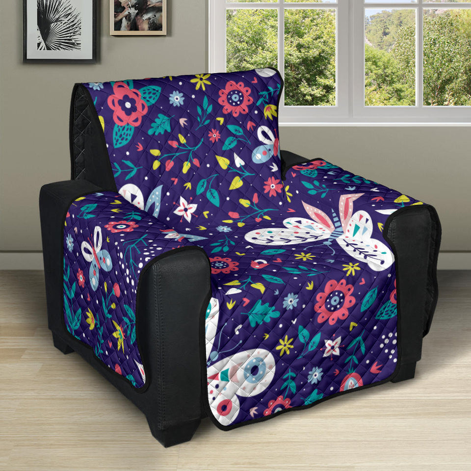Colorful butterfly flower pattern.eps Recliner Cover Protector