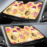Cake Cupcake Heart Cherry Pattern Car Sun Shade