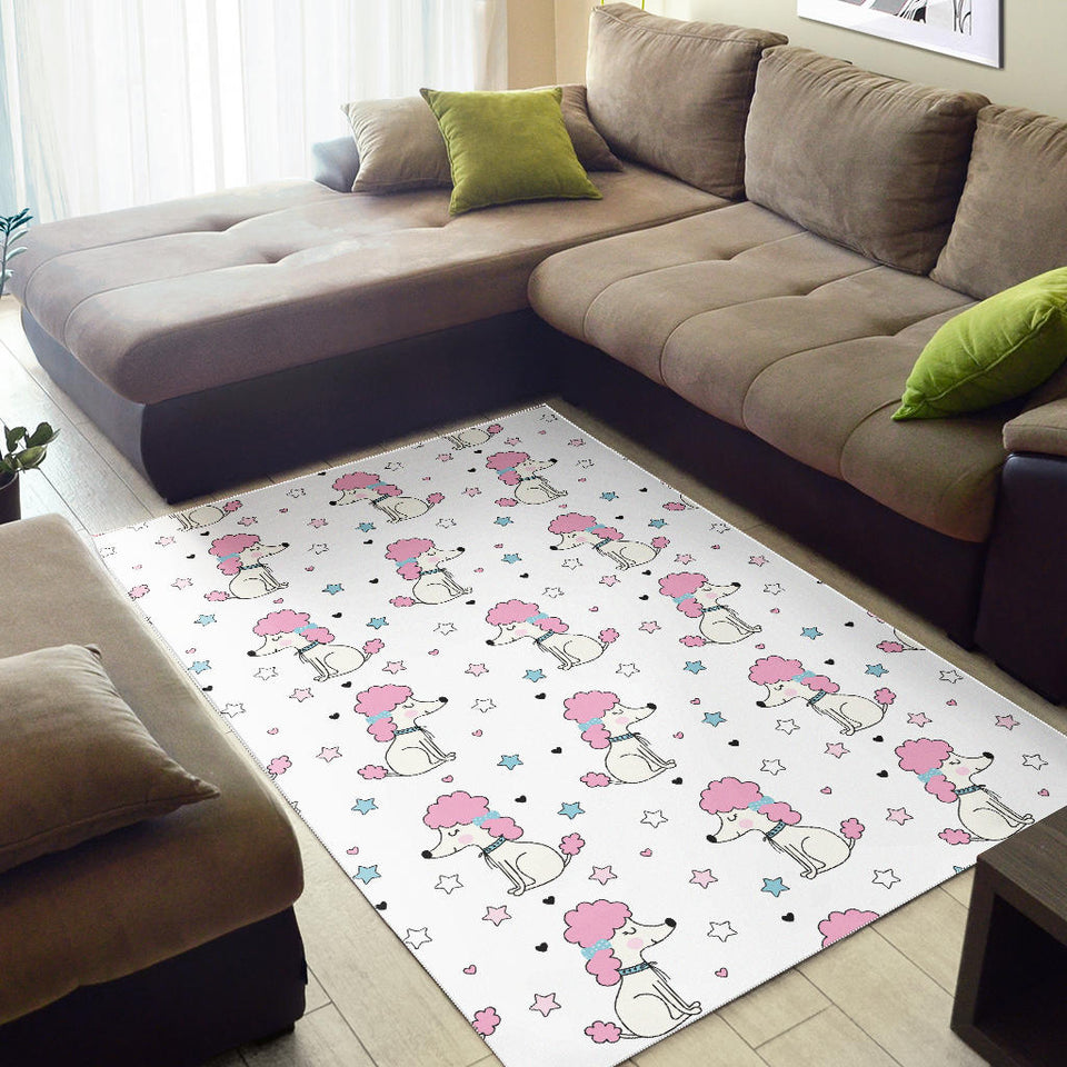 Cute Poodle Dog Star Pattern Area Rug