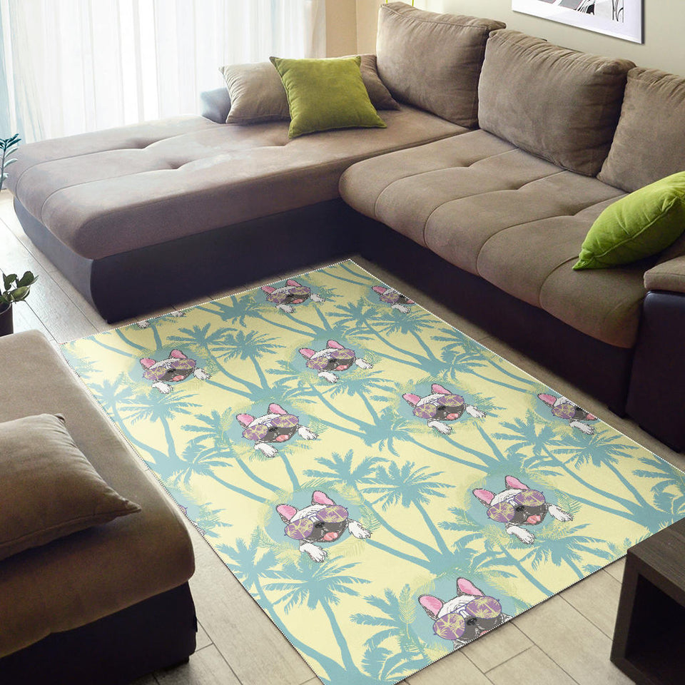French Bulldog Hawaii Blackground Area Rug