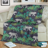 White Bengal Tigers Tropical Plant Premium Blanket