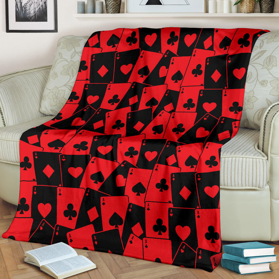 Casino Cards Suits Pattern Print Design 02 Premium Blanket