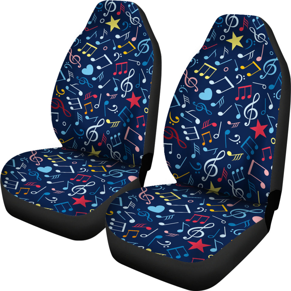 Music Notes Pattern Print Design 03 Universal Fit Car Seat Covers