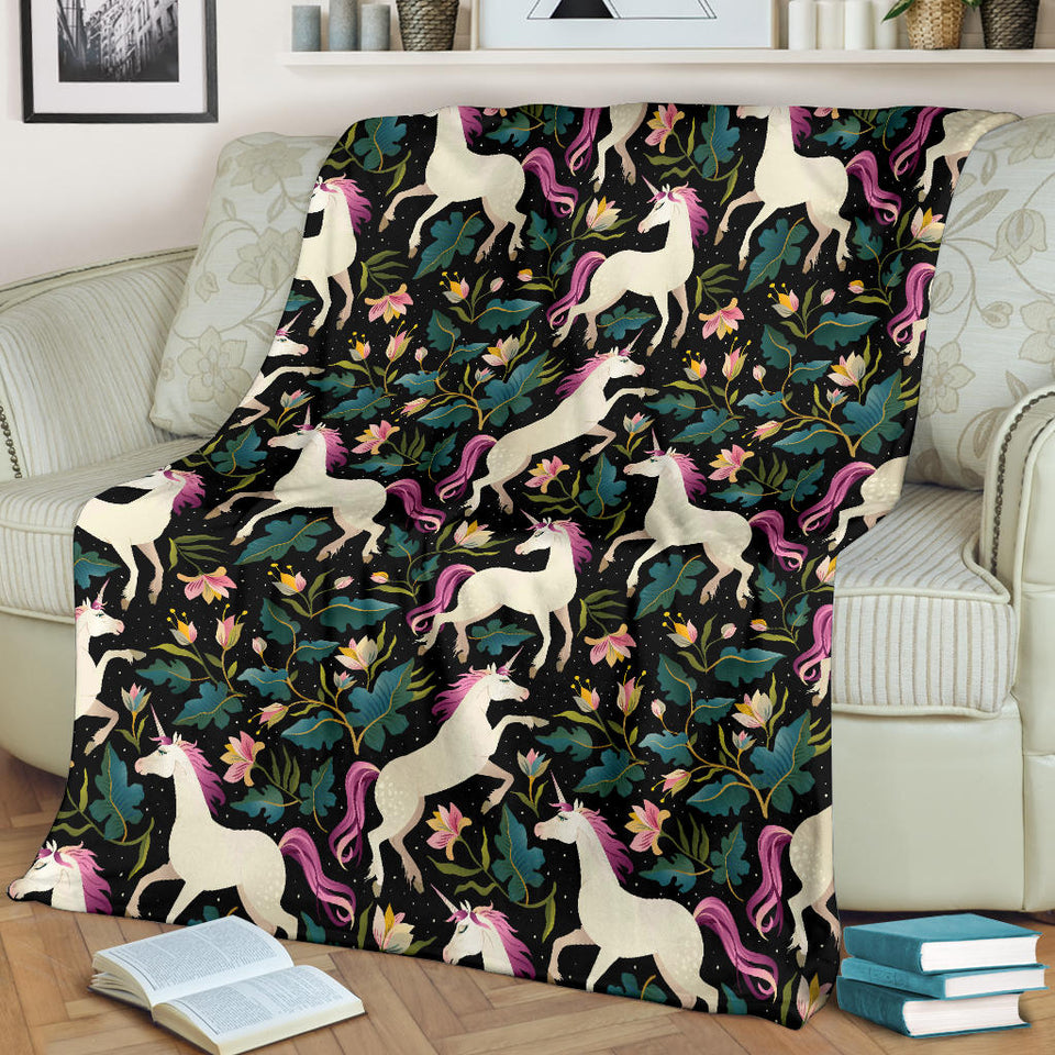 Unicorns Forest Background Premium Blanket