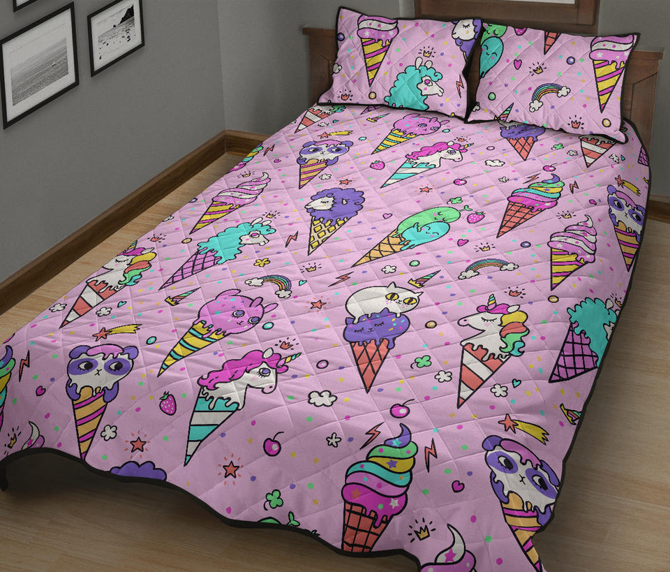Cute ice cream cone animal pattern Quilt Bed Set