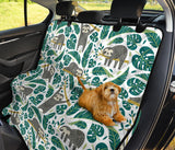 Cute Sloths Tropical Palm Leaves White Background Dog Car Seat Covers