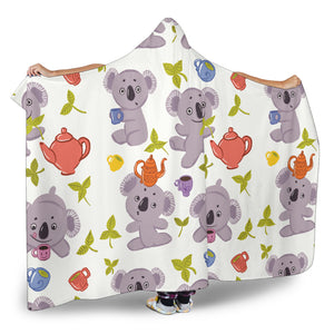 Cute Koalas Teapots Tea Hooded Blanket