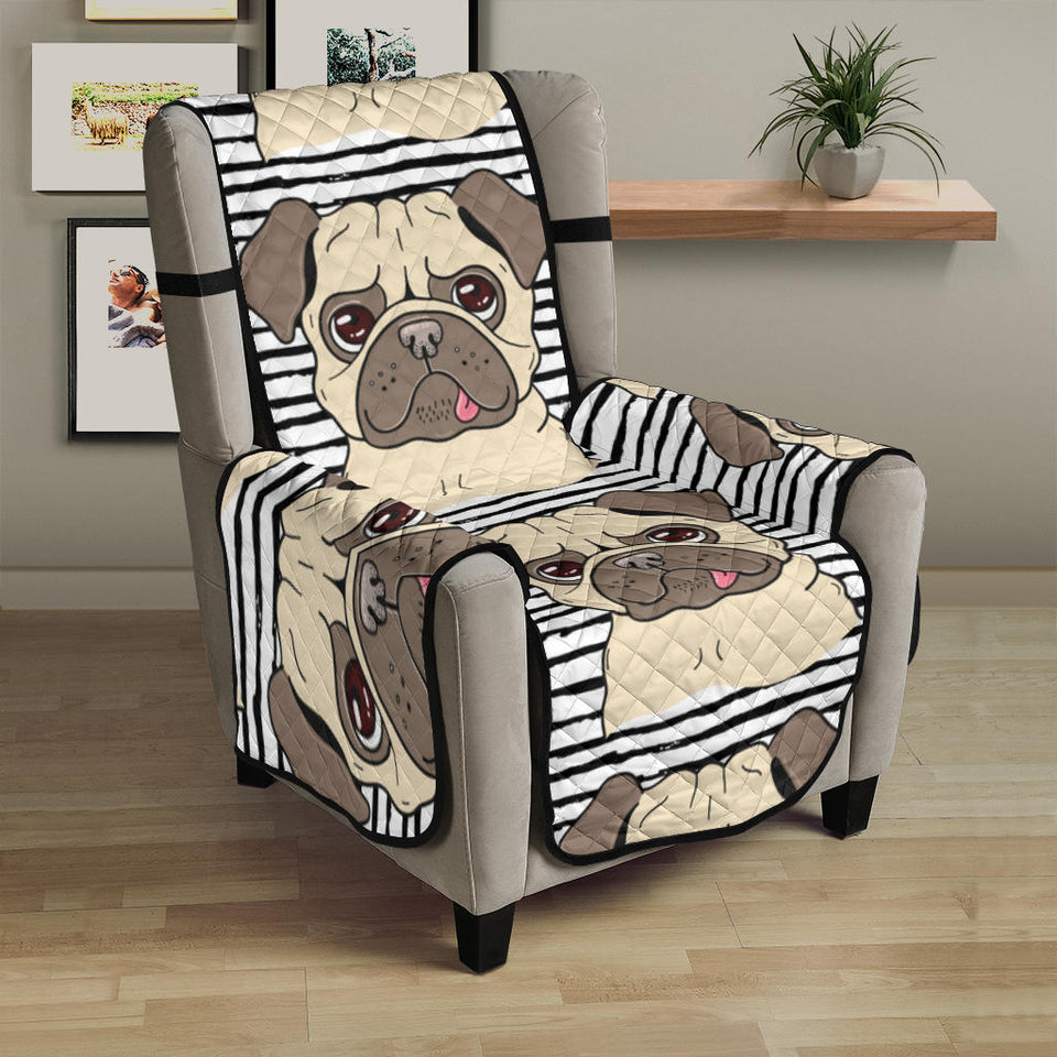 Happy pug pattern Chair Cover Protector