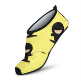 Cute Ninja Yellow Background Aqua Shoes