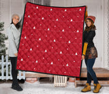 Christmas Tree Star Snow Red Background Premium Quilt