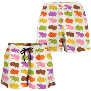 Hippopotamus Pattern Print Design 01 Women Shorts