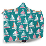 Cute Sailboat Pattern Hooded Blanket