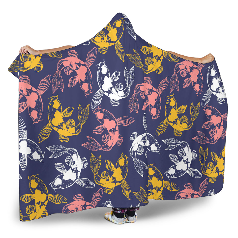 Koi Fish Carp Fish Pattern Hooded Blanket