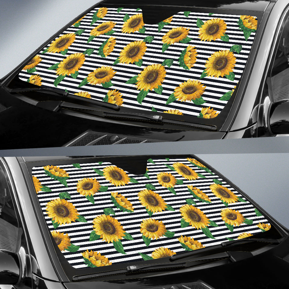Sunflowers Ribbon Background Car Sun Shade