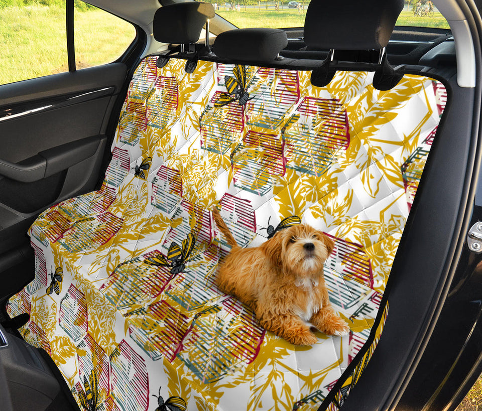 Cool Bee Honeycomb Leaves Pattern Dog Car Seat Covers
