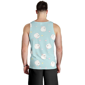 White cute hamsters heart pattern Men Tank Top