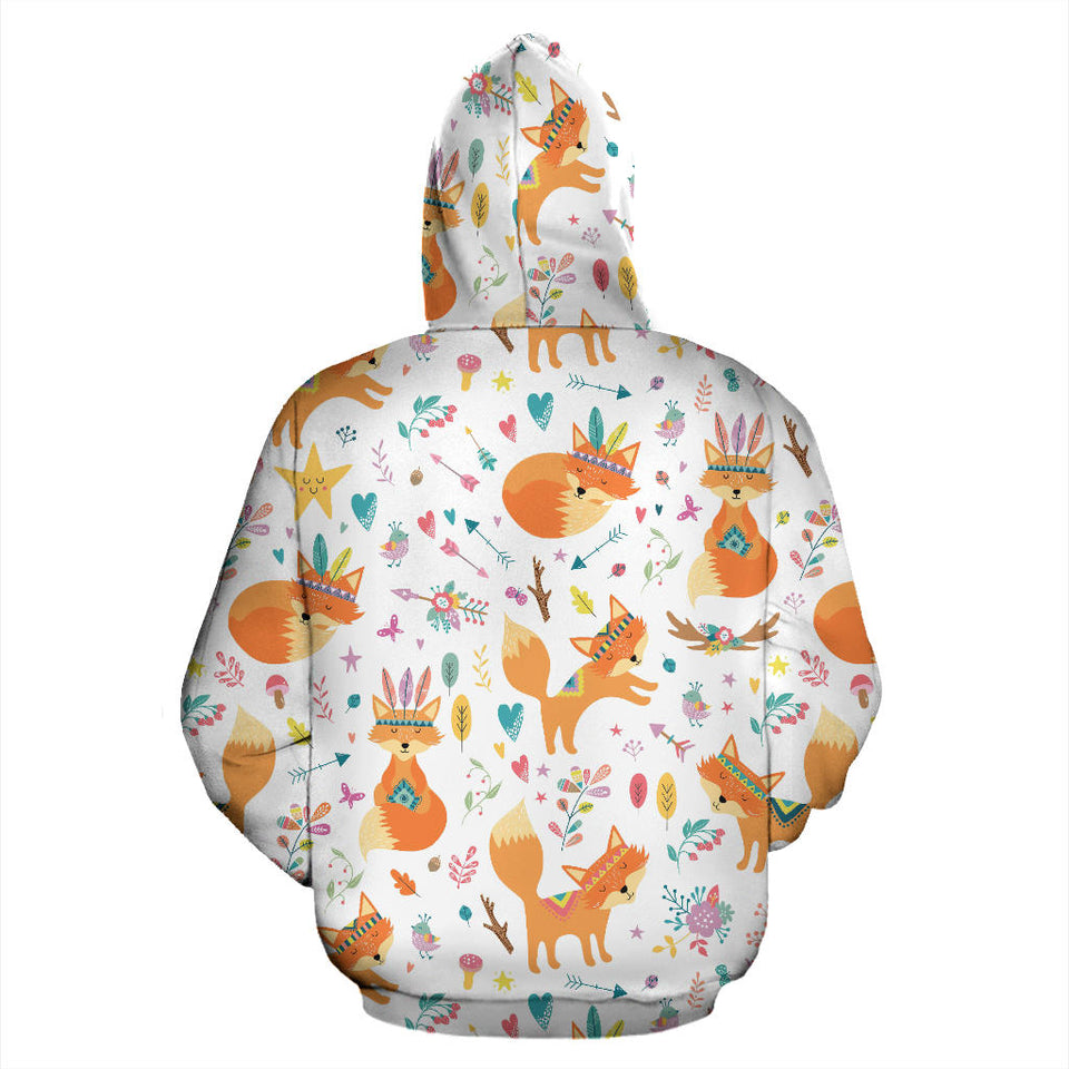 Cute Tribal Fox Pattern Men Women Pullover Hoodie
