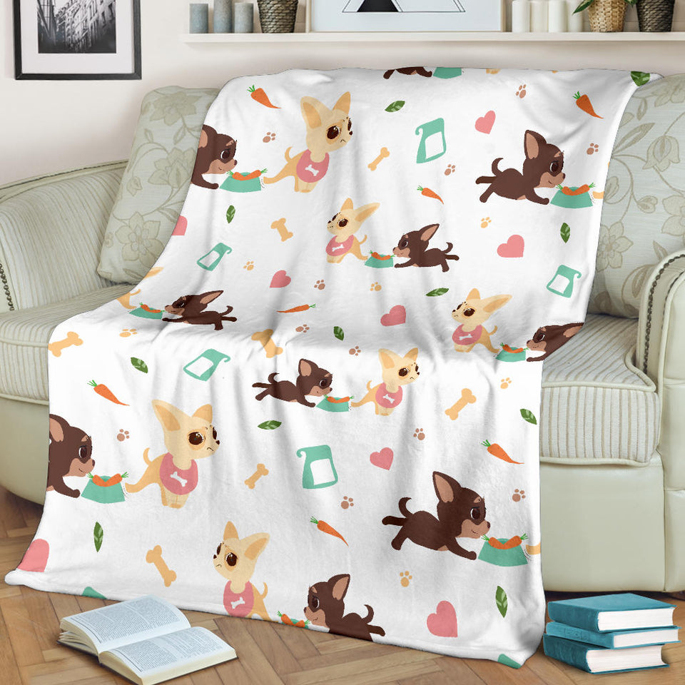 Cute Chihuahua Puppie Pattern Premium Blanket