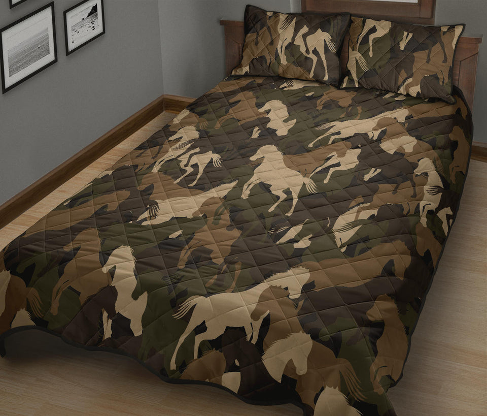 Horse Camo Camouflage Pattern Quilt Bed Set