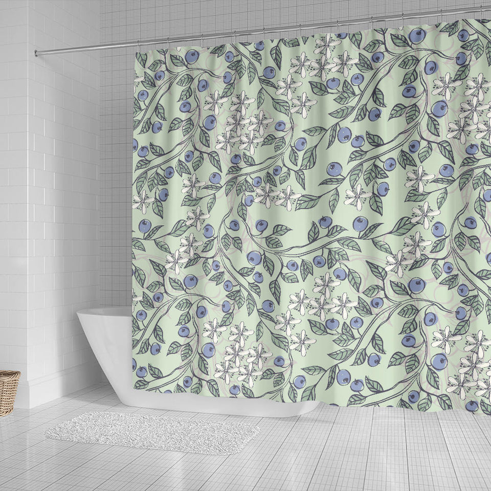 Hand Drawn Blueberry Pattern Shower Curtain Fulfilled In US