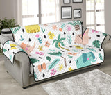 Cute elephants palm tree flower butterfly pattern Sofa Cover Protector