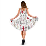 Cute Christmas Tree Pattern Sleeveless Midi Dress