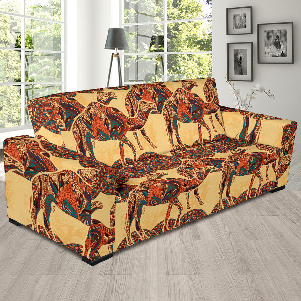Camel Polynesian Tribal Design Pattern Sofa Slipcover