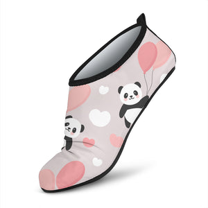 Cute Panda Ballon Heart Pattern Aqua Shoes