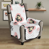 Cute pugs pink heart paw pattern Chair Cover Protector