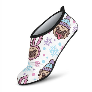 Cute Pug Hat Rabbit Costume Pattern Aqua Shoes