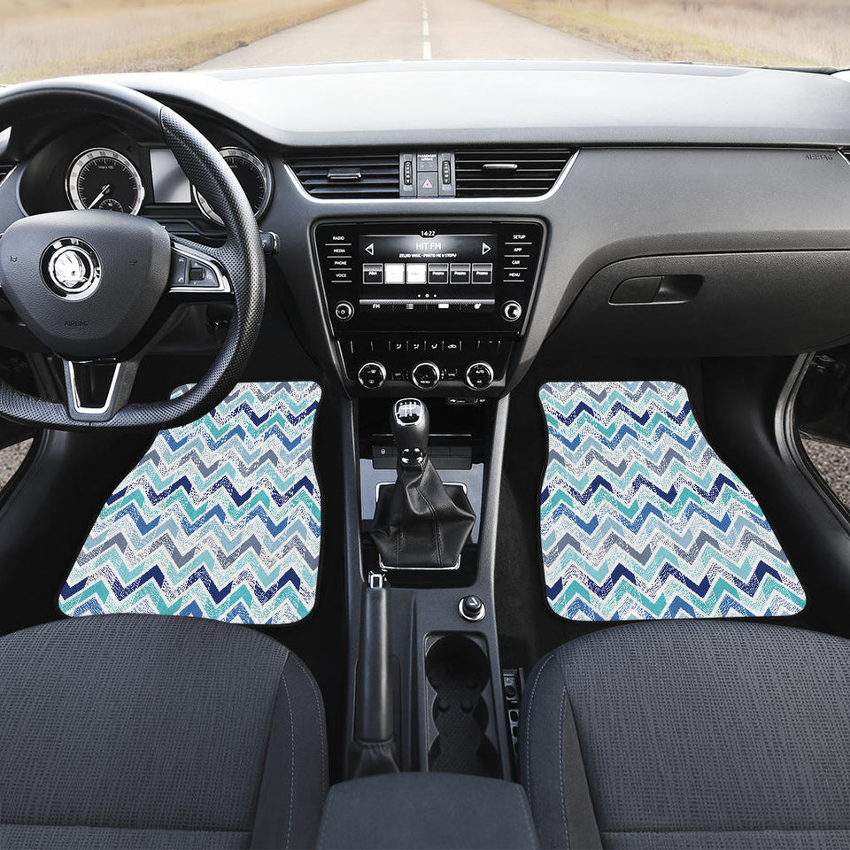 Zigzag  Chevron Blue Pattern Front Car Mats