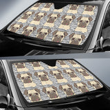 Happy Pug Pattern Car Sun Shade