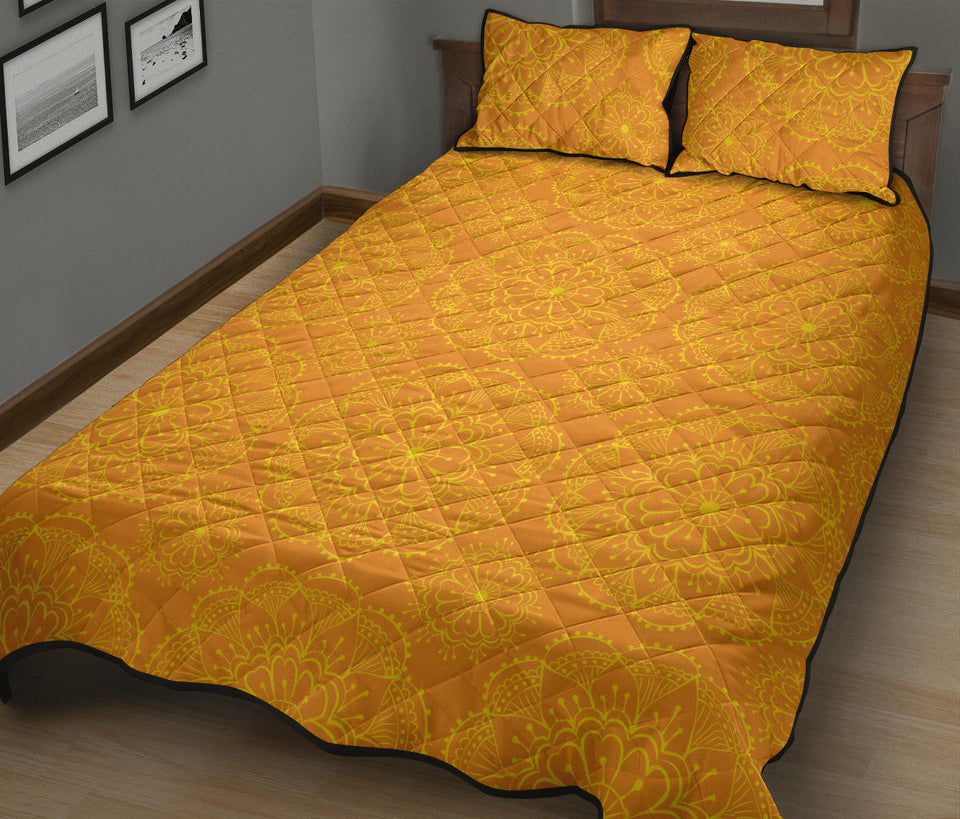 Orange traditional indian element pattern Quilt Bed Set