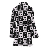 Music Notes Pattern Print Design 01 Women's Bathrobe