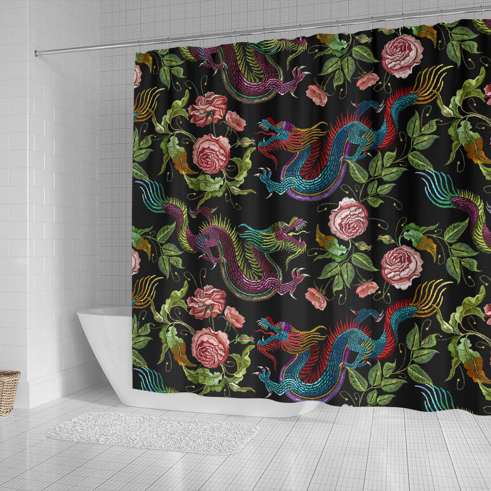 Dragons Flower Pattern Shower Curtain Fulfilled In US