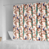 Peacock Tropical Flower Pattern Shower Curtain Fulfilled In US