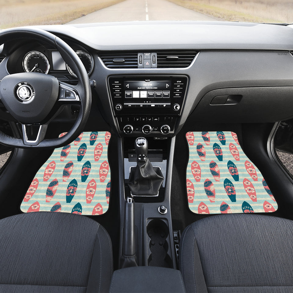 Surfboard Pattern Print Design 02 Front and Back Car Mats