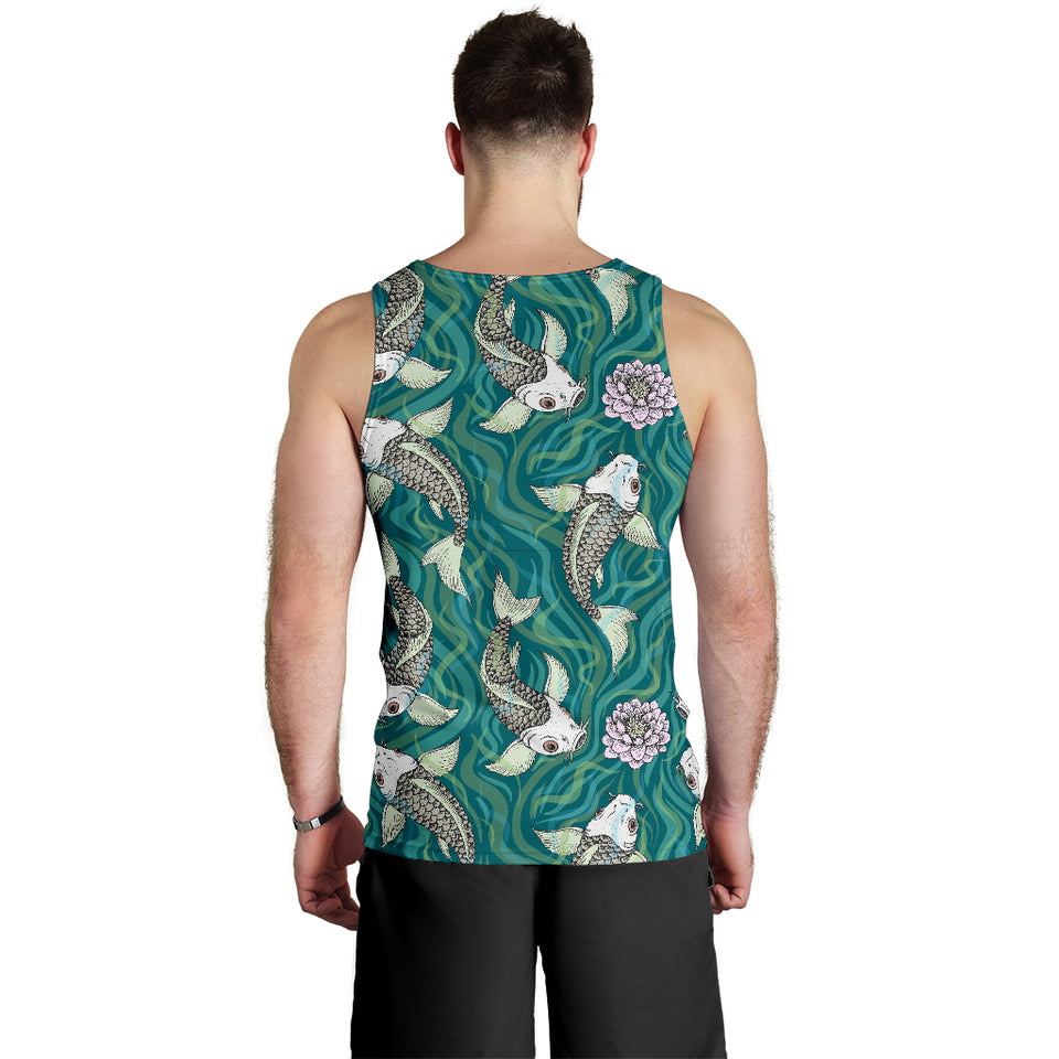 Koi Fish Carp Fish lotus pattern Men Tank Top