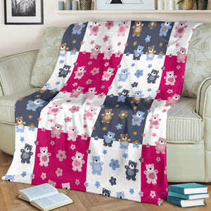 Teddy Bear Pattern Print Design 03 Premium Blanket