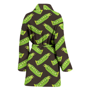 Green Peas Pattern Print Design 05 Women's Bathrobe