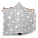 Heart Pattern Gray Background Hooded Blanket
