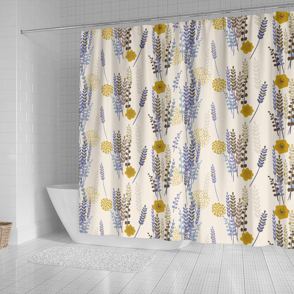 Lavender Modern Pattern Blackground Shower Curtain Fulfilled In US